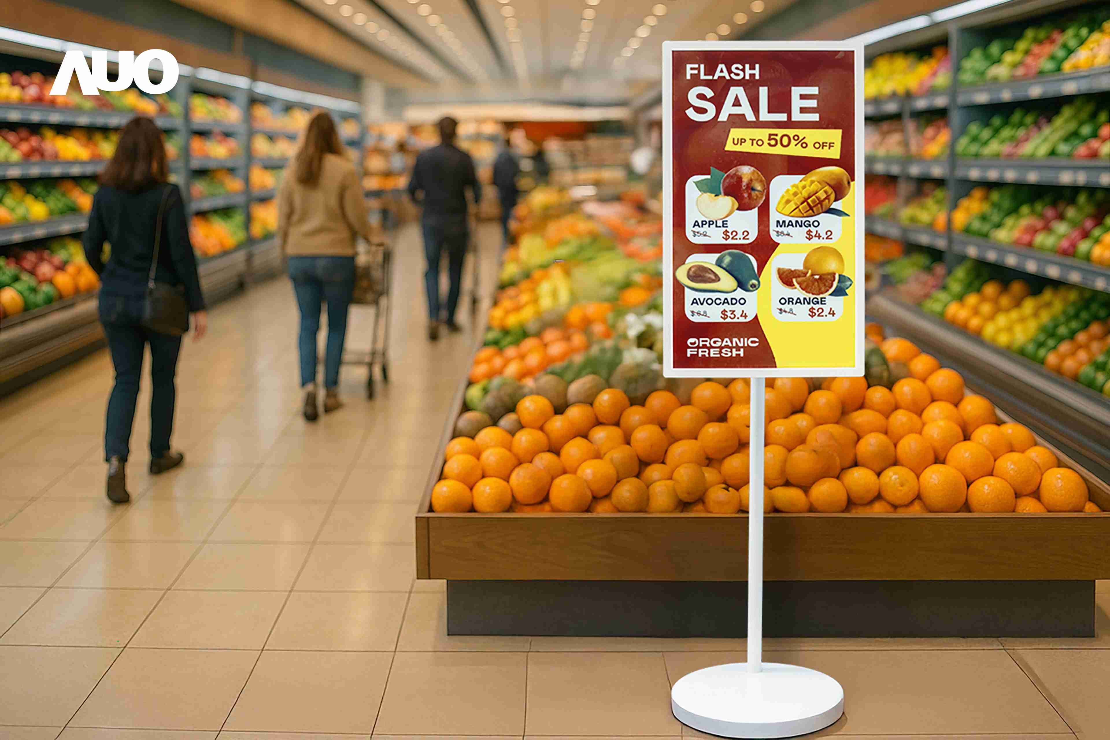 达擎首亮相低功耗、、全彩的〝aecoPost电子纸解决方案〞，，，仅在更新画面时需要微量的电力驱动，，，，无需布建电线的便捷设计，，，使其可灵活应用、、、、随意置放，，并可透过云端或行动装置app，，，轻松管理及排程广告内容，，，晋升店头营销利器。。